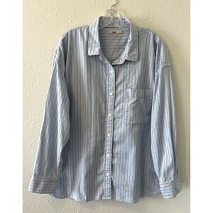 Faherty Stretch Oxford Shirt 2.0 Mens XL Blue Striped Button Down Classic Preppy